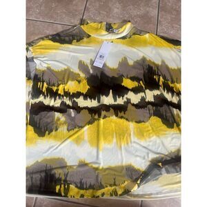 NWT Calvin Klein 2X Jersey Printed Mock Neck Blouse Top